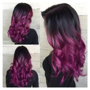 Perücke Ombré Lila Lange Gewellte Seitenteil L5015-BlackPurp 1 St