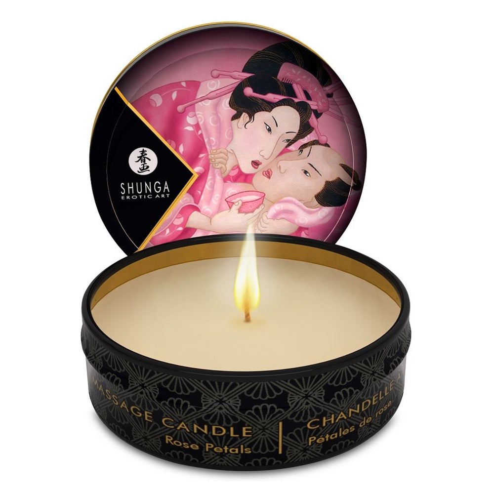 Shunga Erotic Art - "Mini Caress" Rosen-Massagekerze 30 ml