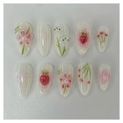 Falsche Nägel Kurz Almond 3D Blumen Osterhasen FC-B16 1 St