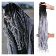 PORSMEER 24" Dreadlocks Extensions, Handmade, Synthetic, Schwarz bis Grau