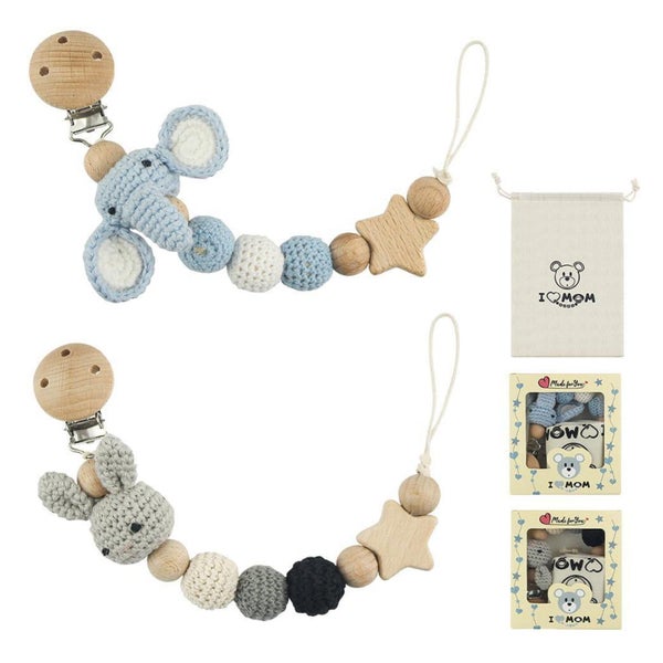 Scherkette 2er Set handgemacht Kaninchen Elefant mit Clip 1 St