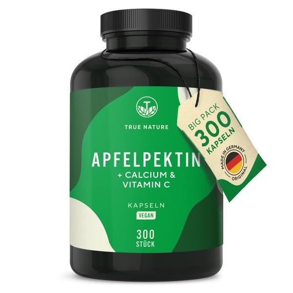 Apfelpektin Kapseln + Calcium & Vit. C - Vegan & Made in DE 300 St