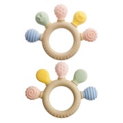 Beißring 2er Set Silikon Zahnungshilfe für Babys 1 St