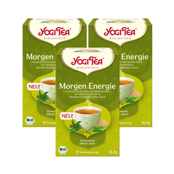 YOGI TEA Morgen Energie BIO Kräutertee | 3 x 35,7g 3x17 St