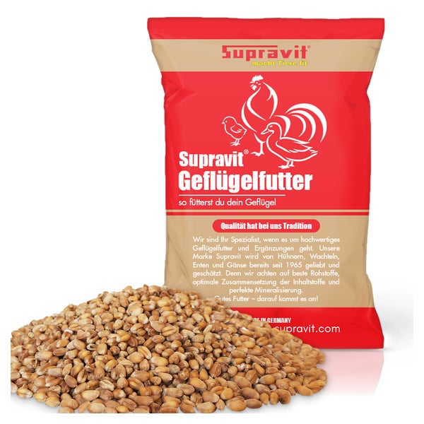 Supravit Weizen Futterweizen - aus regionaler Landwirtschaft - Ideales Einzelfuttermittel für Tauben, Vögel, Nager & Geflügel 25 kg