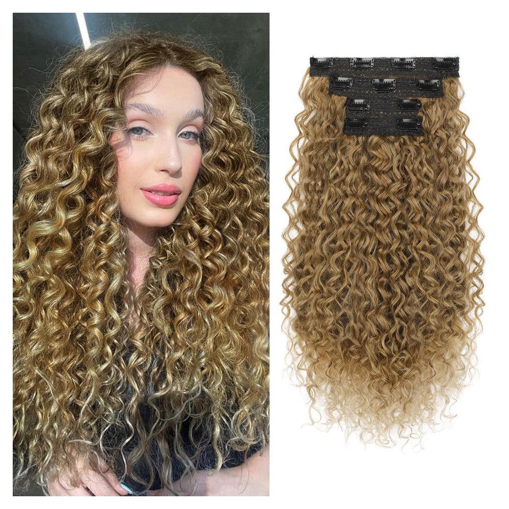 Haarverlängerungen Clipin 4teilig 50 CM Dunkelblond bis Hell 1 St