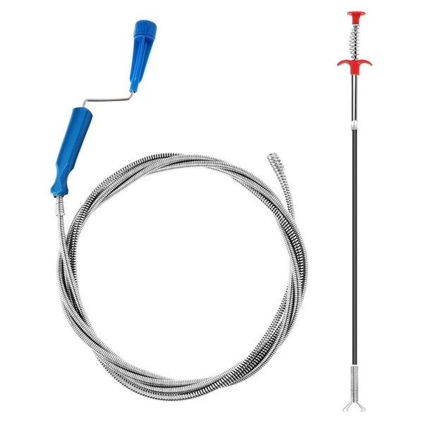 wodemeilon Abflussreiniger 2er Set: 3m & 0.6m Rohrreinigungsspirale für Küche &