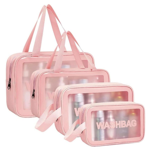 Transparente PVC Kosmetiktasche Set 5-teilig Rosa Aucuu 1 St