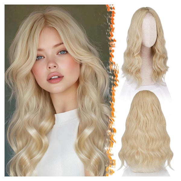 46cm Gewellte Blond Perücke Mittellang lockig Synthetisch Hi 1 St