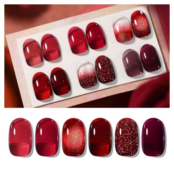 Nagellack UV Gel Jelly Burgunder Glitzer Cat Eye Magnetic Sc 1 St
