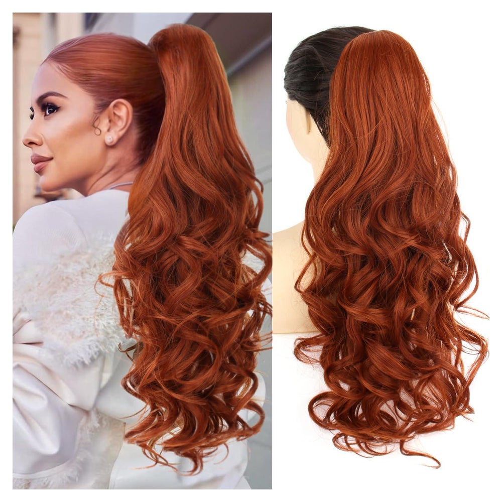Pferdeschwanz Haarteil Clip Klammer 66cm Damen Kupfer Rot 1 St