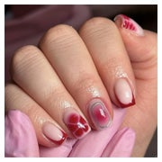 Künstliche Fingernägel Square French Rosa Rot Silber FB20 1 St
