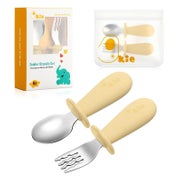 Baby Besteckset Edelstahl mit Silikon Griffen und 1 St