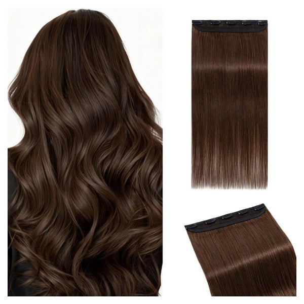 MY-LADY Clip In Echthaar Extension 55cm, 55g, Schokoladenbraun - 100% Remy