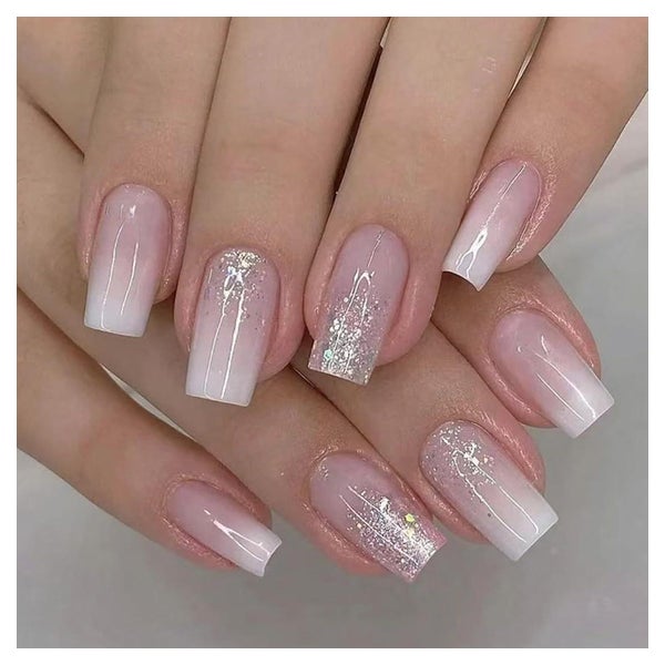 Falsche Nägel 24er Rosa Ombre Koffin Gradient Glitter 1 ml ( 1 St