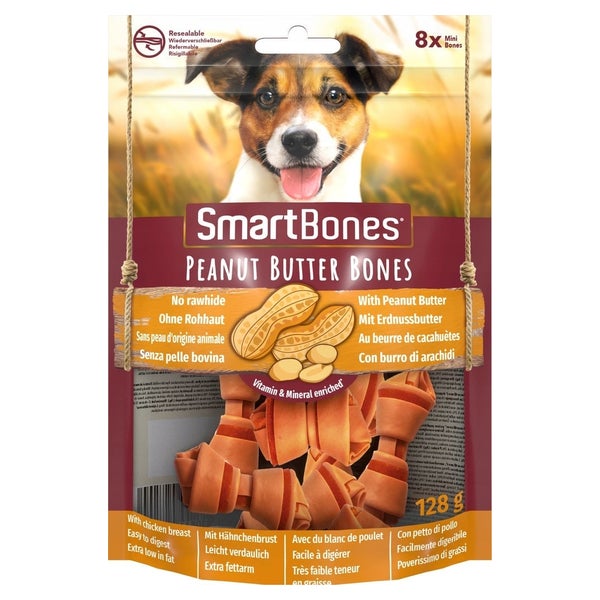 SmartBones Peanut Butter Mini Kausnack für Hunde kleiner Rassen 8 Stck 0,16 kg