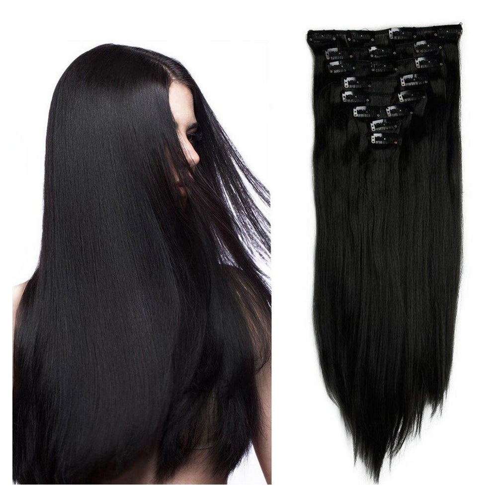 Clip In Extensions 8teilig 18Clips Voller Kopf 66 cm Dunkles 1 St