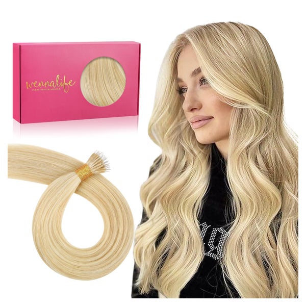 Nanoring Extensions Echthaar Silikon 60cm 50s Hellblond gold 1 St