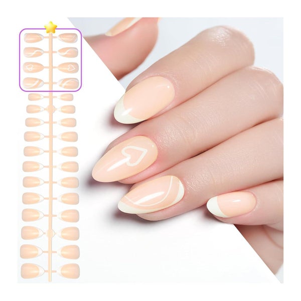 Press On Nägel Kurze Mandel X French Full Cover 160pcs H 1 St