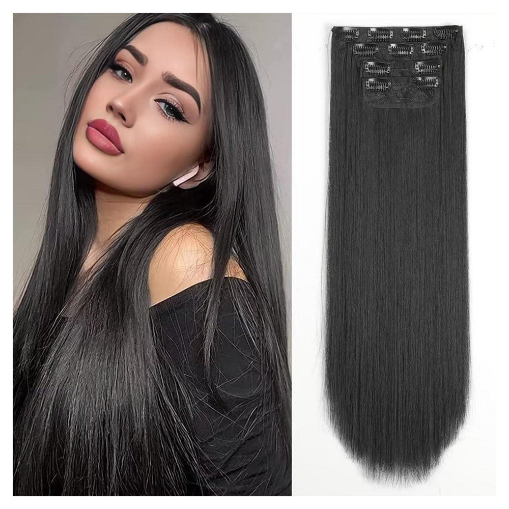 Clip Extensions Haarverlängerung Schwarz Glatt 20 Inch-Strai 1 St