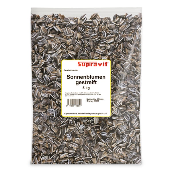Supravit Sonnenblumenkerne I Vogelfutter I energiereiches Wildvogelfutter als Streufutter für das ganze Jahr 5 kg