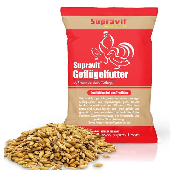 Supravit Braugerste - Ergänzungsfutter für Hühner und Tauben - energiereiches Zusatzfutter liefert wertvolle Kohlenhydrate - leicht verdaulich und gut verträglich 25 kg
