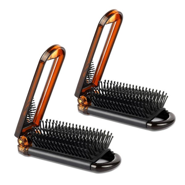 2 Stück Faltbare Haarbürste mit Spiegel Tragbare Haarmassage 1 St