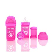 Twistshake Anti-Kolik Trinkflasche / Babyflasche mit Silikonsauger und Milchpulverportionierer 180ml