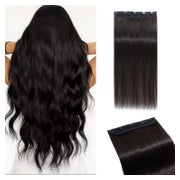 Clip In Extensions Echthaar 5 Clips 1B Natürliches Schwarz 5 1 St