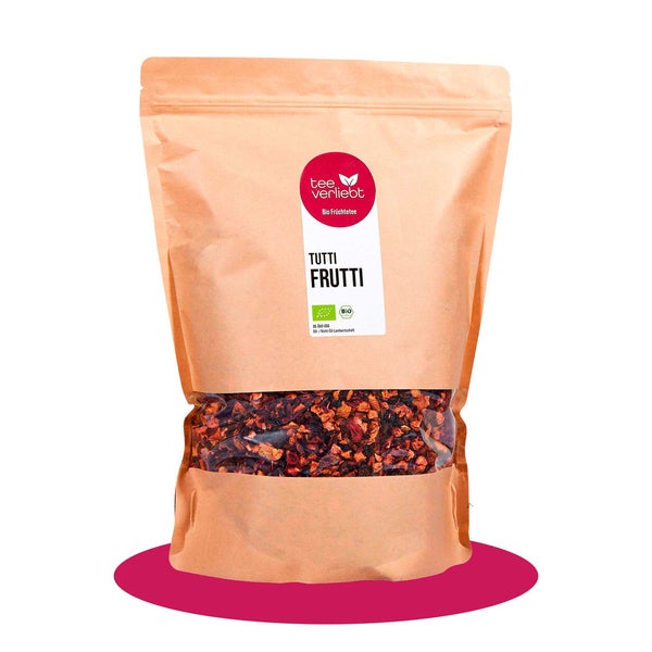 teeverliebt - Tutti Frutti Bio loser Früchtetee Großpackung I Kräftig mit buntem Bio-Mix | 1kg 1000 g