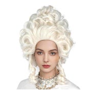 PORSMEER Platinblonde Beehive Retro Perücke Damen Lockig Viktorianisch Cosplay