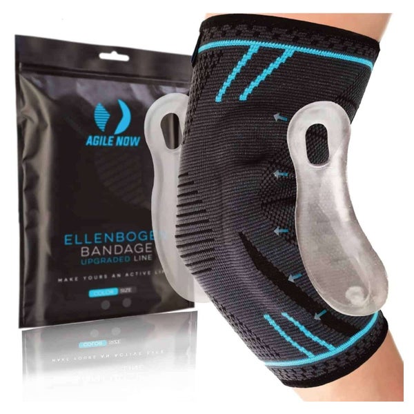 AGILE NOW Ellenbogenbandage "Upgraded" Blau M 1 St