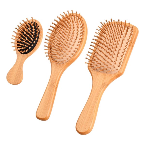 3 Stück Bambus Haarbürste Set Entwirrungsbürste Massage Holz 1 St