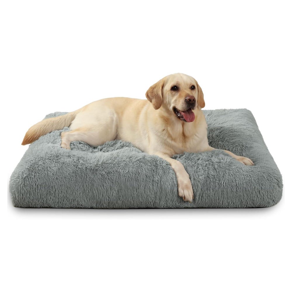 Hundebett 105x70cm waschbar Plüsch Grau L 105 x B 70 x H 9 c 1 St