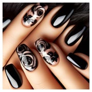 Künstliche Fingernägel Kurz Ballerina Gothic Schwarz Rose DB 1 St