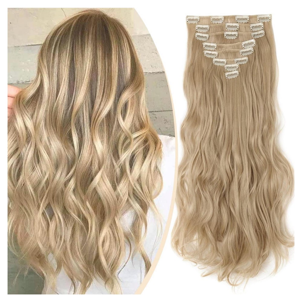 Clip In Extensions 43cm-Ondulé Dunkelblonde Mischung Bleichb 1 St
