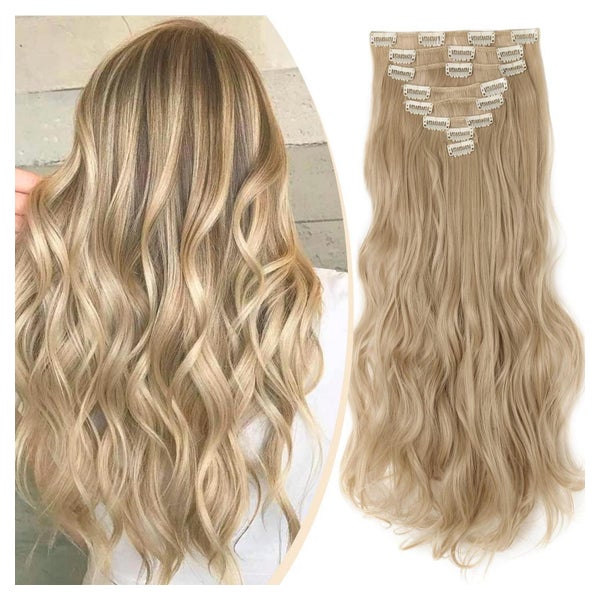 Clip In Extensions 43cm-Ondulé Dunkelblonde Mischung Bleichb 1 St