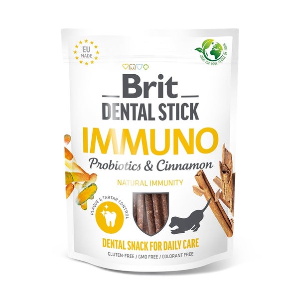 BRIT Dental Stick Immuno Probiotika und Zimt dentale Leckerei für Hunde zur Unterstützung des Immunsystems 0,251 kg