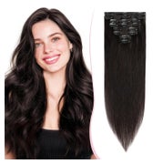 Clip in Extensions Remy Echthaar Haarteil 20 cm - 45 g 1B#Na 1 St