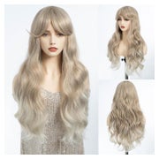 Perücke Gewellt Pony Synthetisch Ombre Braun Blond 66 cm T14 1 St
