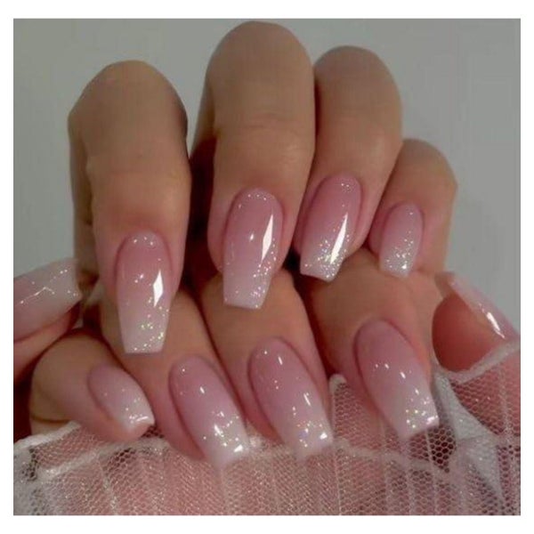 Künstliche Fingernägel Kurz Ballerina Rosa Ombre Glitzer WG8 1 St