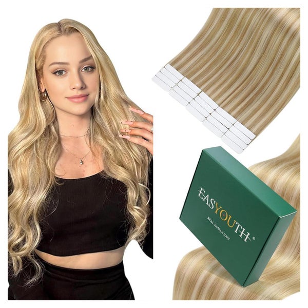 Tape Extensions Echthaar Blond Honigblond 50g 1-7 #27P22(27 1 St