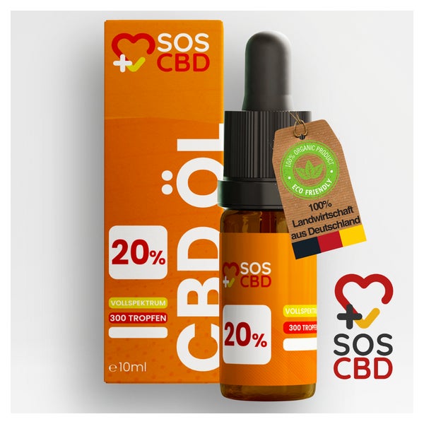 SOS CBD®-ÖL 20% 10ml : 300 CBD-Tropfen mit 20% SOS CBD Hanf 10 ml