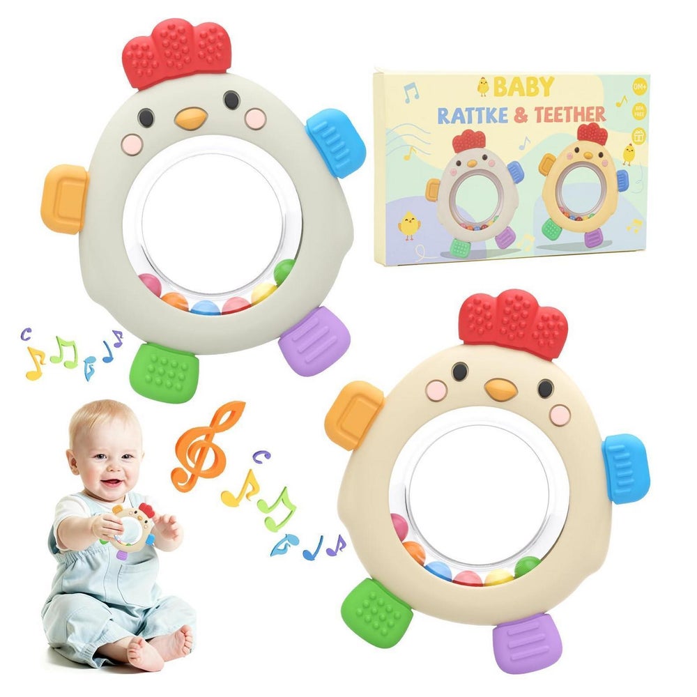 Beißring 2er Pack Silikon Rassel BPA frei ab 3 Monaten 1 St