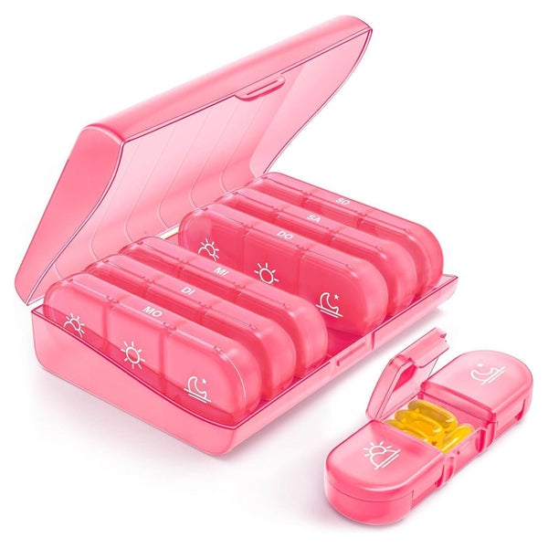 Pillendose 7 Tage 3 Fächer Medikamente Vitamine Rosa C-rosa 1 St