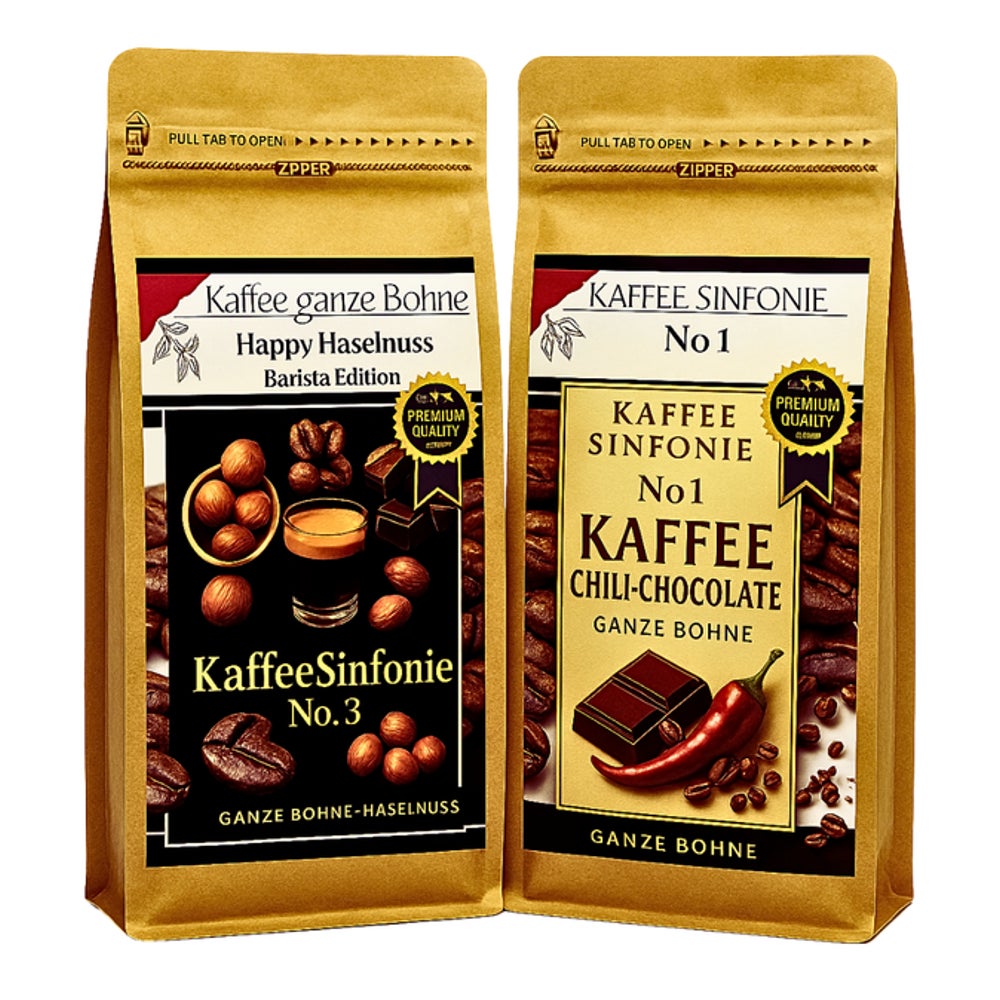 Kaffee Bohnen Set Kaffee ganze Bohne| 2x250g Haselnuss+Chili Schokoladen Kaffee 500 g