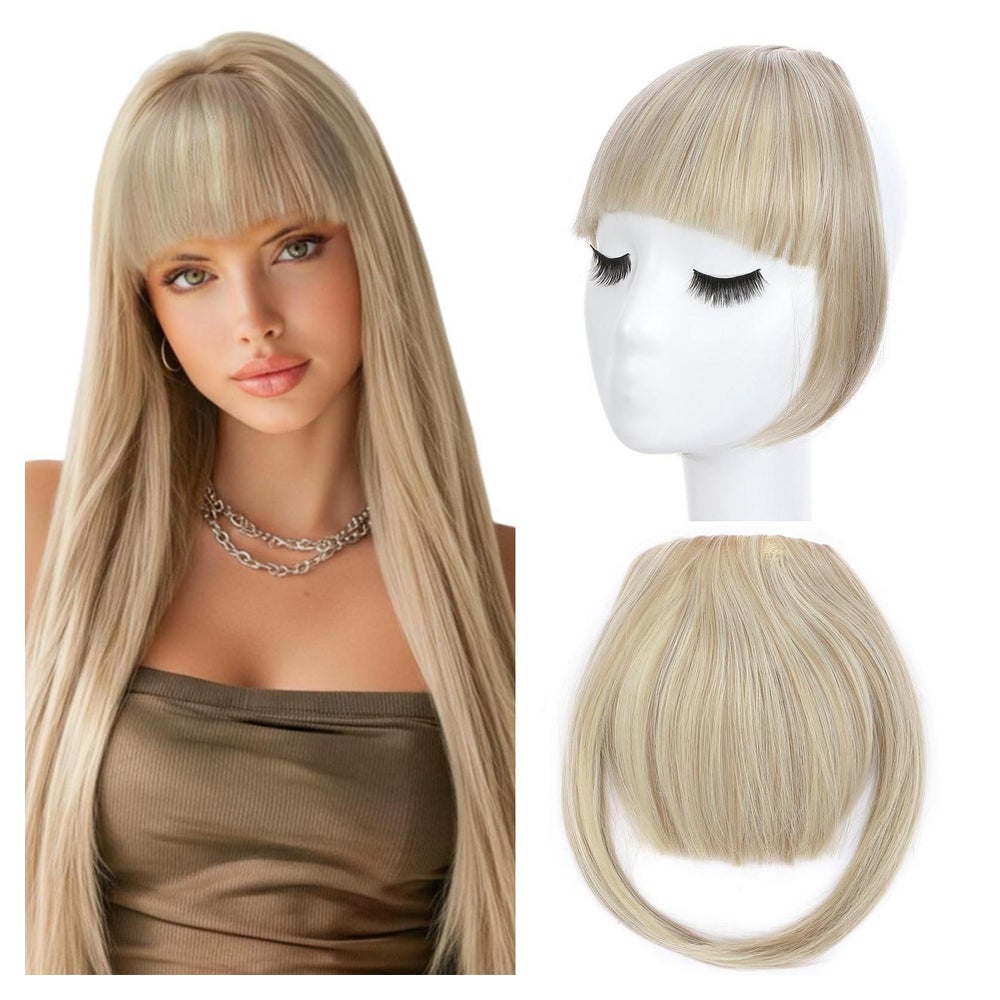 Pony Haarteil Clipin Bangs Damen Dunkelblond gemischt mit Bl 1 St