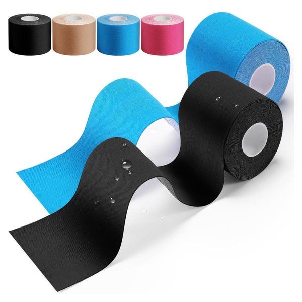 HONYAO Kinesiotape 2 Rollen (5m x 5cm) - Blau & Schwarz - Wasserfest &