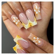 Gelbe 3D Acrylnägel 24 Stück Lange Quadratische French Tip N 1 St
