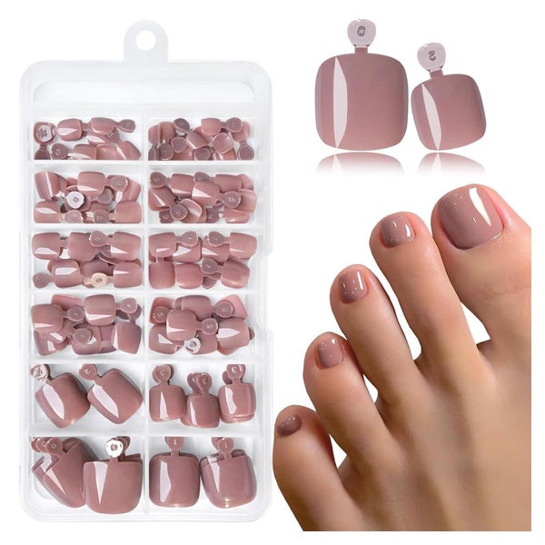 Künstliche Zehennägel 240 Stück dunkles Nude aufdrückbar kur 1 St